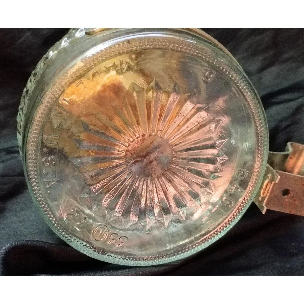 Pair of Vintage Clear Glass Eagle Oil Lamps with Hangers